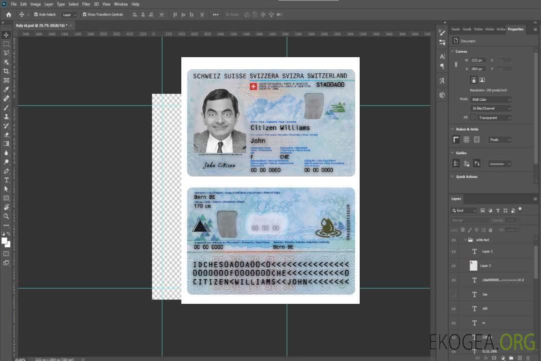Carte d'identité suisse template Carte d'identité suisse template